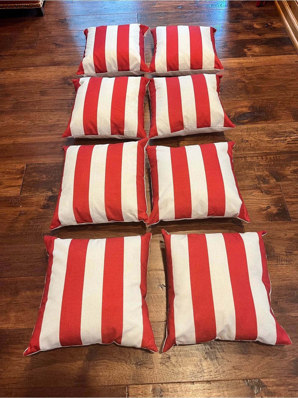 BALLARD DESIGNS 16” ACCENT THROW PILLOW. RED &WHITE CABANA STRIPE. NEW!!